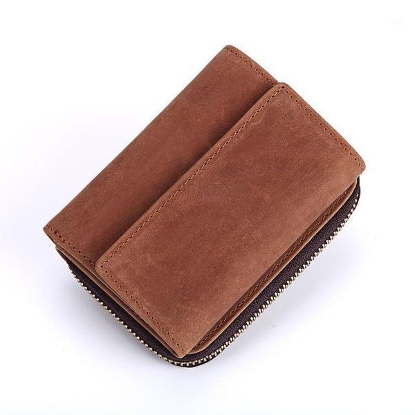 

wallets genuine leather men bifold wallet id/ holder retro short designer mini coin purse1, Red;black