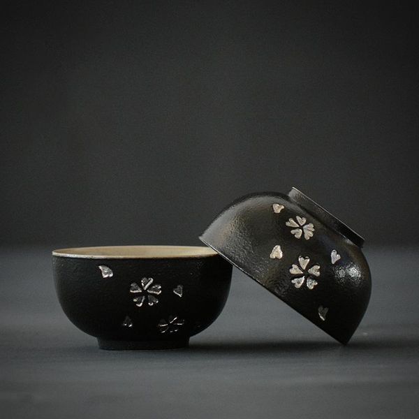 

cups & saucers luwu black ceramic teacup cherry blossom tea cup sets of 2 chinese 45ml