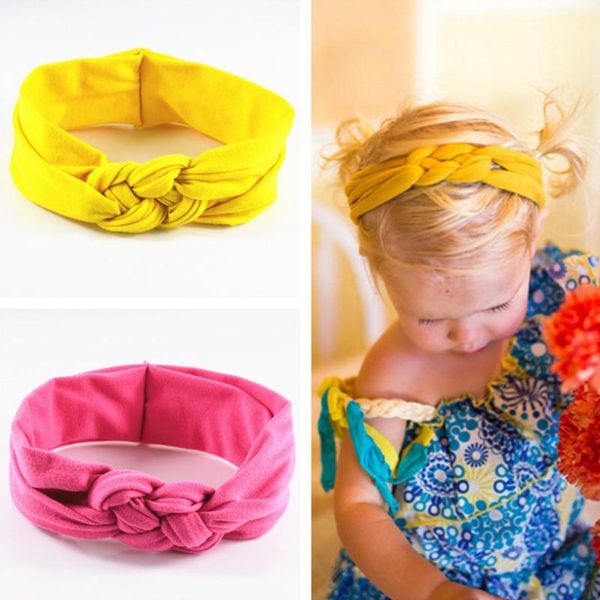 

hair accessories cute weave baby headband turban solid color child girls elastic bands soft nylon, Slivery;white