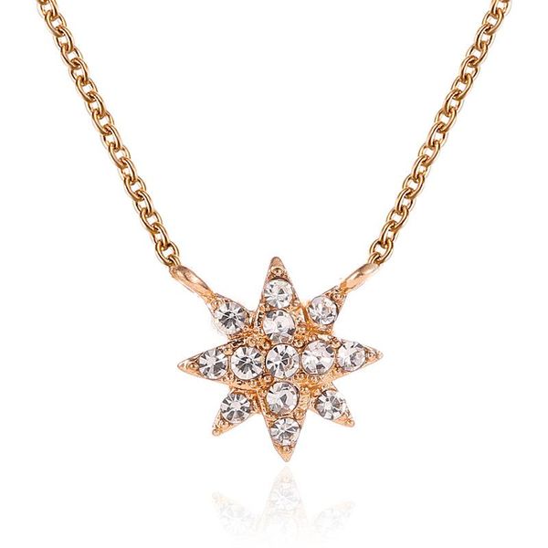 

pendant necklaces crystal silver gold color rhinestone david star hexagram women jewelry long sweater chain clavicle accessory