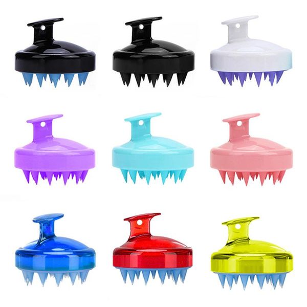 

hair brushes silicone head body scalp massage brush shampoo washing comb shower bath spa slimming massaging care, Silver