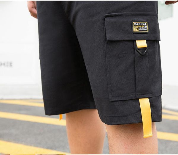 

korea style 28-50 inch men's shorts cargo 2021 summer casual bigger pocket classic 95% cotton brand male short pants trouers, White;black