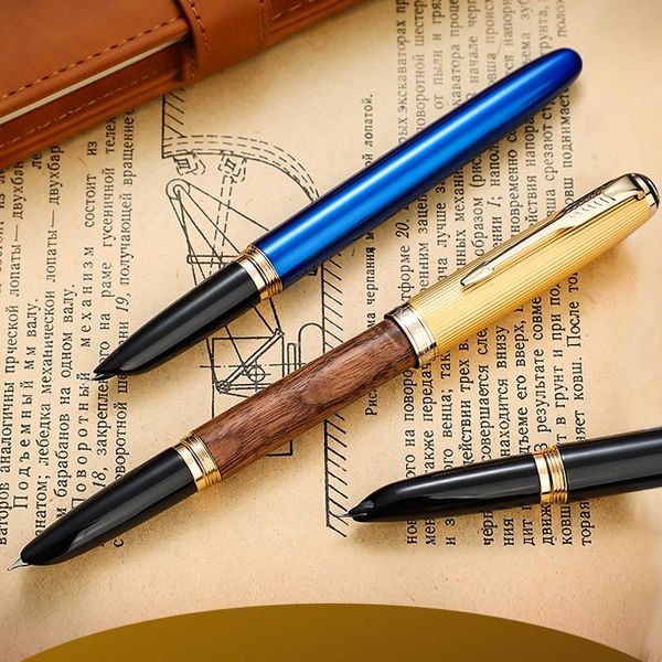 

jinhao 85 wood fountain pen natural wooden with converter extra fine 0.38mm writing beautiful color for choice pens