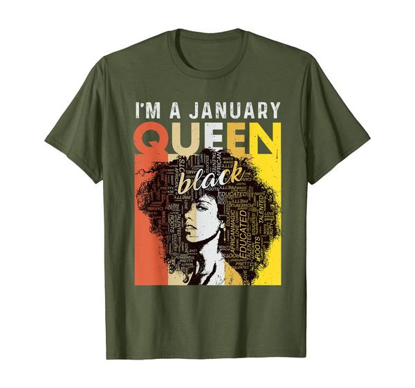 

birthday girl shirt gift black queens are born in january t-shirt, White;black