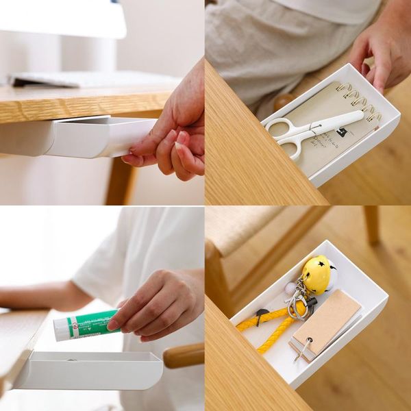 

kitchen storage & organization invisible adhesive stationary container self stick pencil tray under desk pen holder jewelry drawer organizer