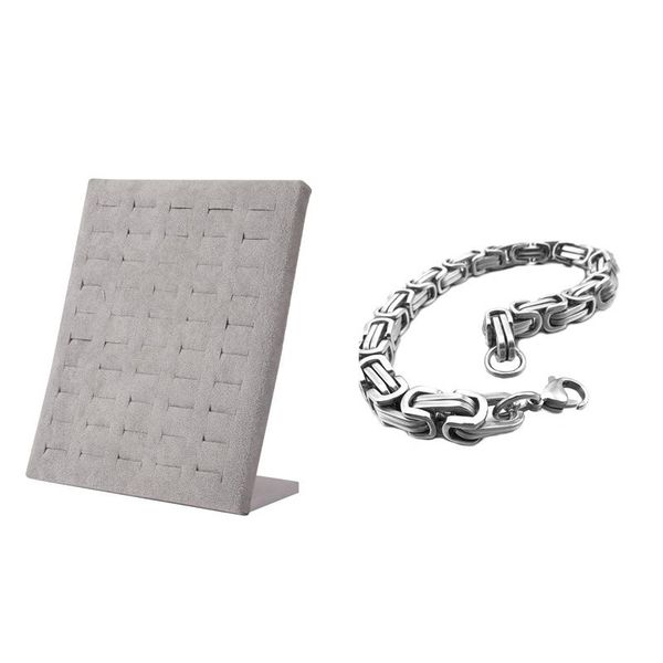 

jewelry pouches, bags stainless steel bracelet bangle wrist link 19cm & 50 slots l type flannel wall for storage holder, Pink;blue