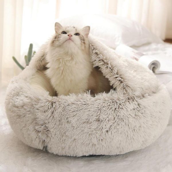 

50% s round soft plush pearl velvet stuffed cat dog bed house cushion pet supplies kennels & pens