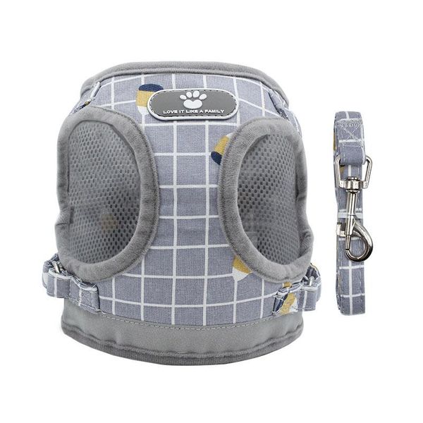 

dog collars & leashes pet chest strap leash vest type hauling rope reflective breathable plaid printed