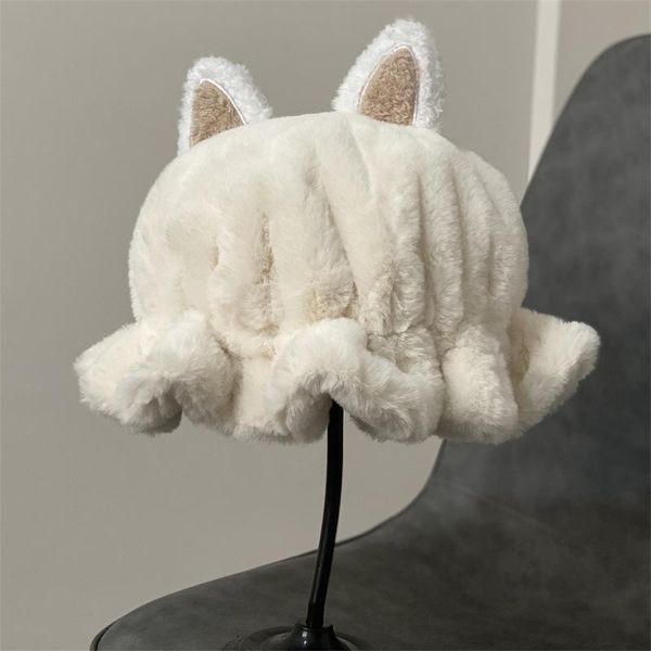 

beanies fashion women winter thicken 's hair warm earflap hat cute cat ears windproof beanie cap large size soft for