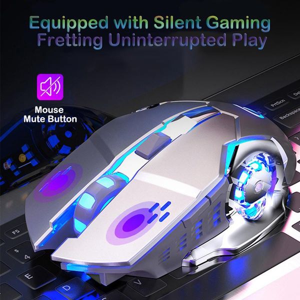 

2.4ghz mute wireless gaming mouse 1600 dpi led rechargeable adjustable gamer silent game mice for pc laptop