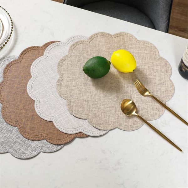 

mats & pads the waterproof and oil-proof restaurant solid color round pu western food mat home insulation decorative table