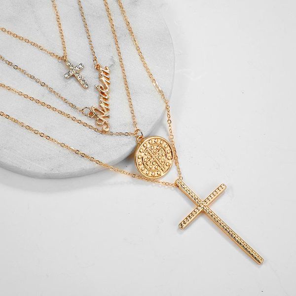 

pendant necklaces ly womens fahsion cross necklace multi-layer neckband neck accessories do99, Silver