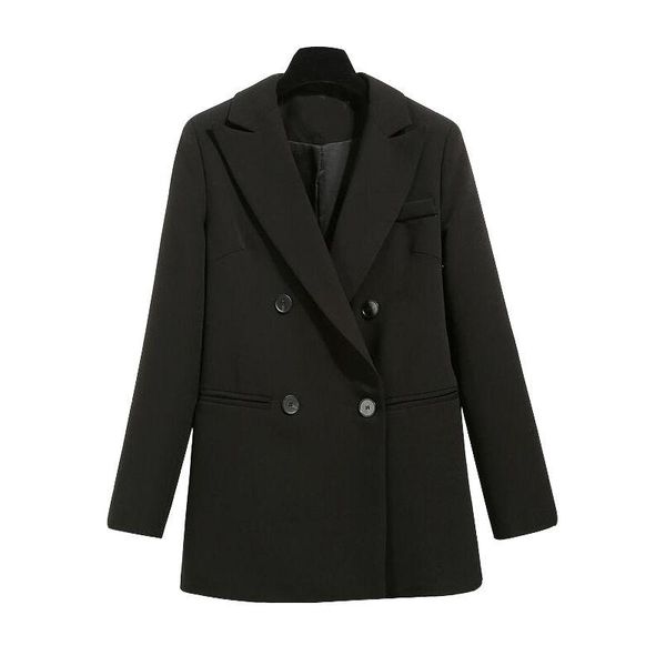 

autumn winter women blazers black jacket korean blazer woman work wear coat notched double breasted loose casual women's suits &, White;black