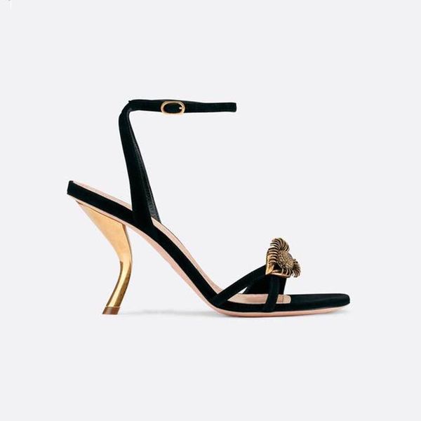 

teahoo fashion summer retro women sandals genuine leather heels ankle strap buckle party shoes mujer, Black