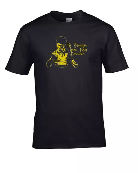 

bruce lee quote- be stronger than your excuse- boy's youth t-shirt, White;black