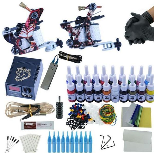 

tattoo set 2 machine 20colors ink pigment body art kits1