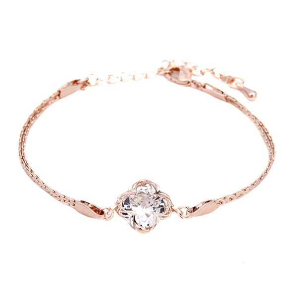 

simple zircon gold women's bracelet fashion flower jewelry, Golden;silver