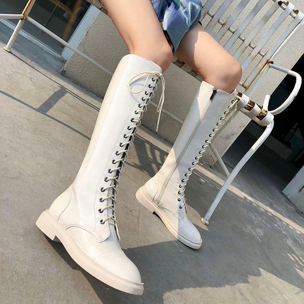 

boots sklfgxzy winter genuine leather the knee women motorcycle female mirror warm shoes1, Black