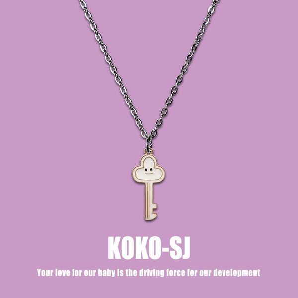 

pendant necklaces cartoon cloud key necklace japanese creative cute drop oil alloy for your friend, Silver