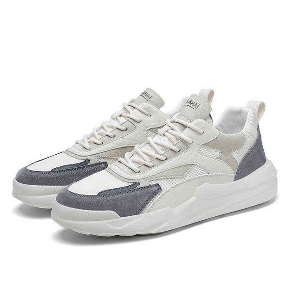 

lightweight men's casual board shoes versatile trend leather breathable mesh sports korean summer fashion dad, Black