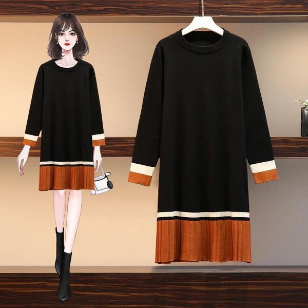 

casual dresses ehqaxin plus size women's autumn winter sweater cover meat fashion knitted elasticity dress shirt -4xl, Black;gray