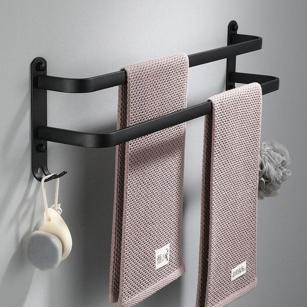 

towel racks bar wall mounted space aluminum rack punch-bathtowel holder matte black washroom bathroom accessories