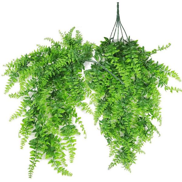 

decorative flowers & wreaths -artificial plants boston ivy hanging fake plastic greenery for wall indoor outdoor wedding decor (pack of 2)