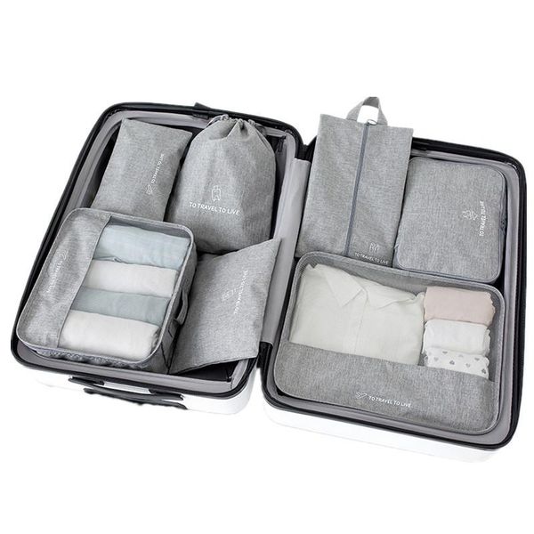 

duffel bags men travel set women 7pcs/set packing cube storage pouch clothes underwear sorting organizer luggage bag accessory