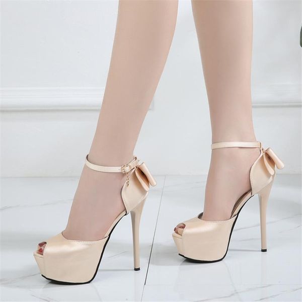 

dress shoes fashion platform high heels women's wedding silk peep toe women pumps bow ultra stiletto, Black