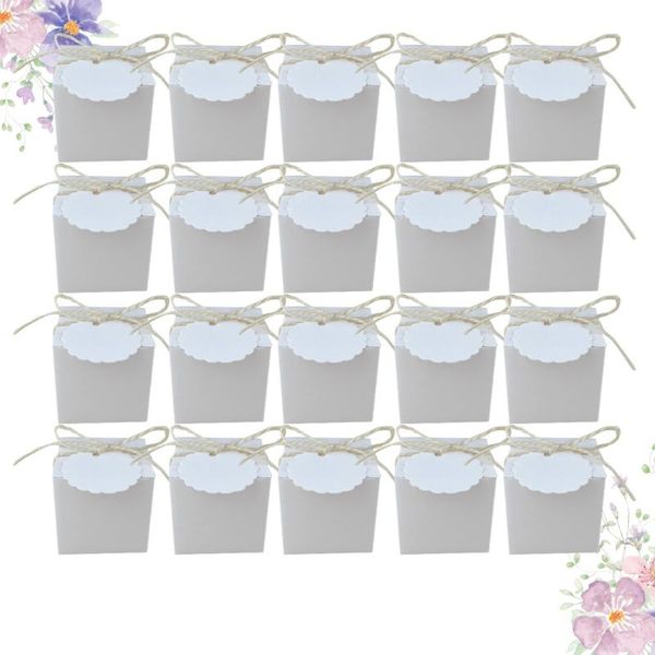 

50pcs delicate square candy box paper gift container packaging boxes treat storage case for wedding festival (box + hanging wrap