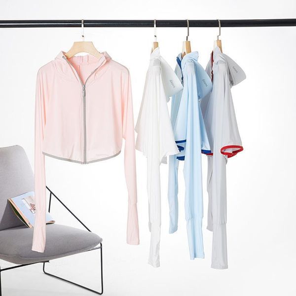 

women's blouses & shirts see women anit-sun protection beach long sleeve summer hooded anit-uv shirt outdoorwear, White