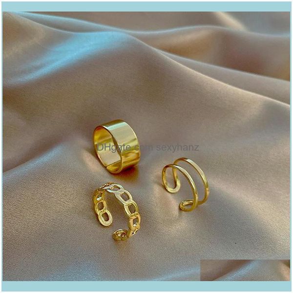 

cluster jewelryminimalism gold color round geometric finger rings set for women classic circle open joint female jewelry drop delivery 2021, Golden;silver