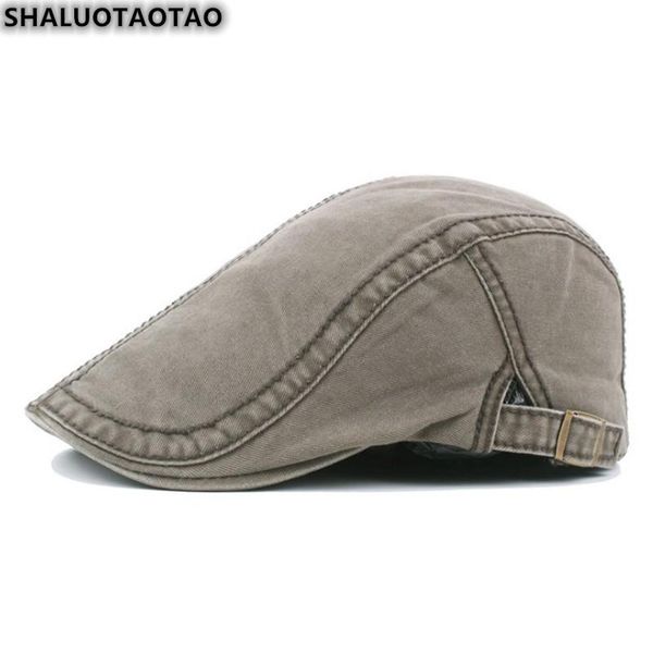 

berets shaluotaotao fashion spring summer middle aged men's adjustable size grace retro casual sports snapback peaked cap, Blue;gray