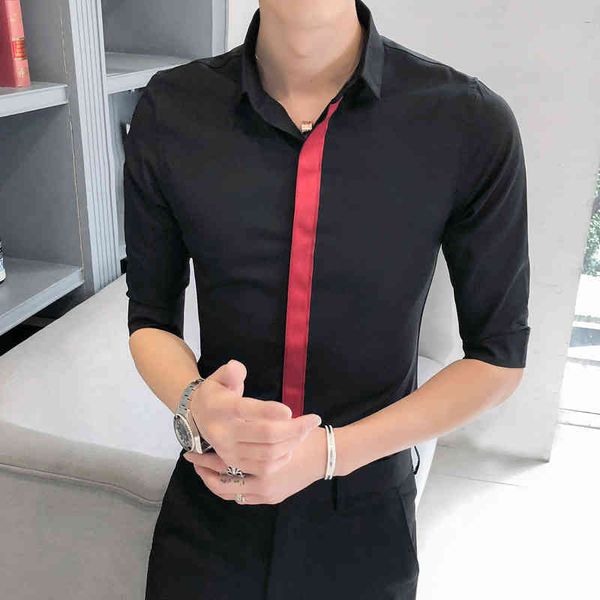 

men's black/white men fashion summer half sleeve mens casual shirts simple slim fit formal business work shirt male clothes wt93, White;black