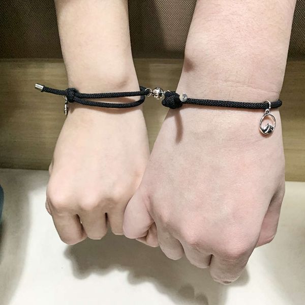 

hand catenary alloy bracelet a pair vows of love bracelets for men and women, Black