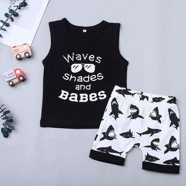 

good quality factory price fashion selling children's short-sleeved letter print cartoon shorts two-piece suit clothing sets, White