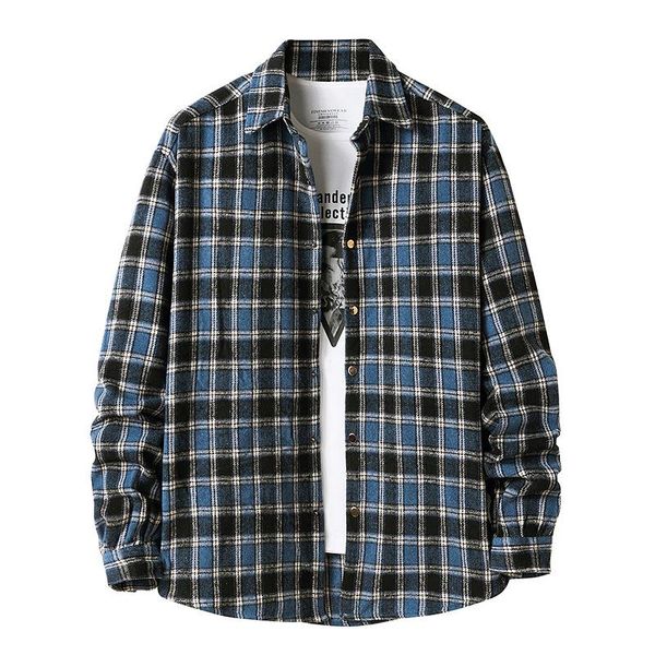 

men's casual shirts autumn winter flannel shirt men 2021 fashion button up plaid mens vintage long sleeve dress camisa social masculina, White;black