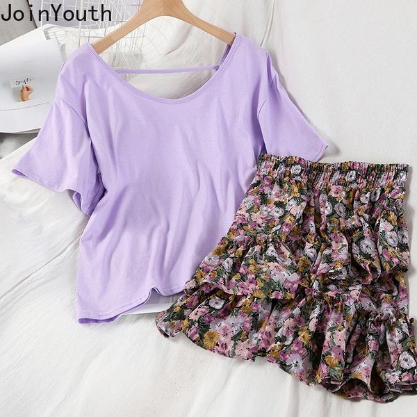 

two piece dress joinyouth fashion womens set floral mini skirts suits korean style 2 sets clothes summer matching outfits, White