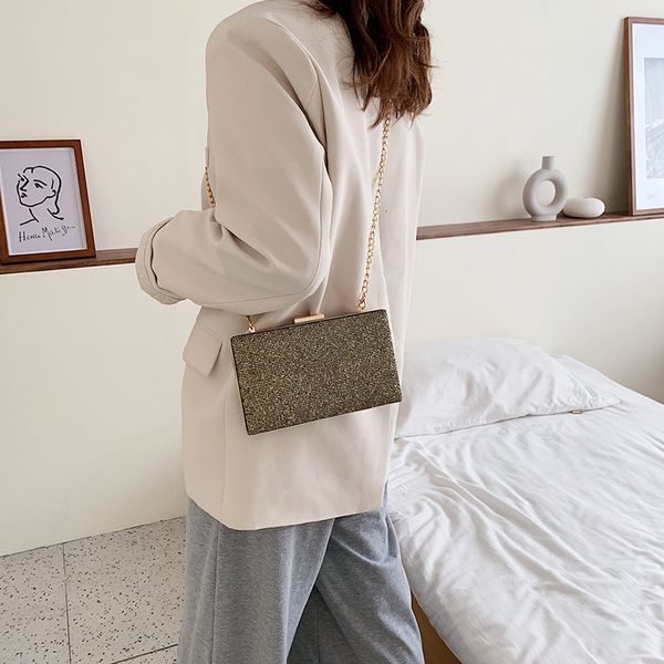 

chic hand fashion sequin box dinner chain single shoulder messenger bag