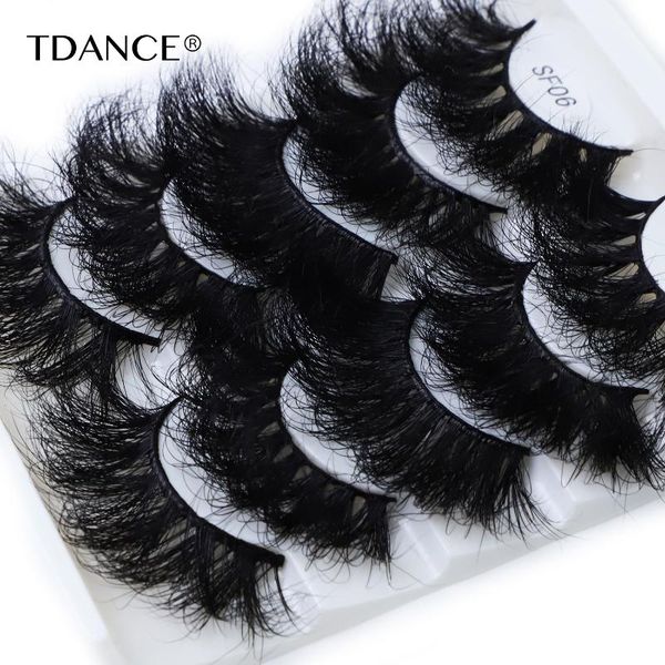 

false eyelashes tdance 1pair 25mm fluffy mink lashes 3d short messy wispy natural hamdmade 100% real eyelash makeup lash