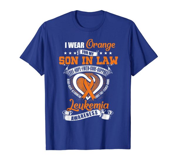 

i wear orange for my son in law leukemia awareness gift tee, White;black
