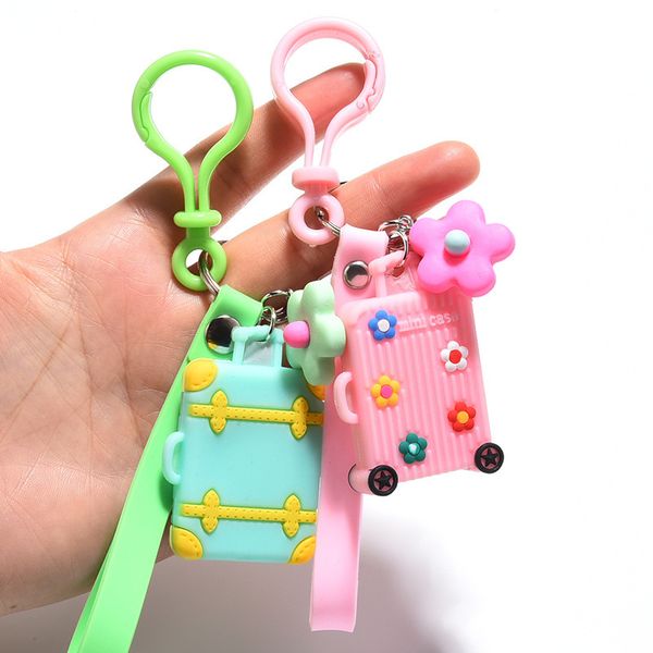 

2021 fashion keychain new pvc soft plastic cartoon trunk key chain creative car bag pendant girl heart small gift, Silver