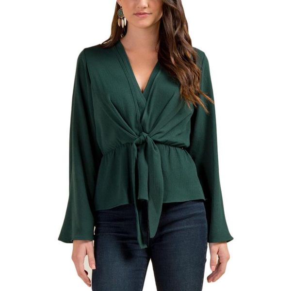 

women's blouses & shirts women chiffon ladies long sleeve v neck shirt blusas femininas, White
