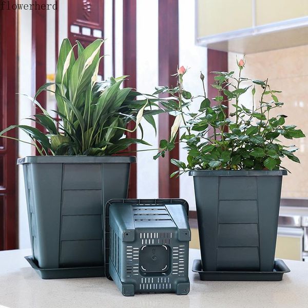 

planters & pots thickened resin square mouth porous ventilating drainage root control flower pot balcony planting succulent rose green plant