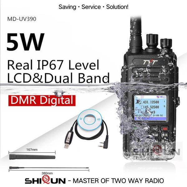 

walkie talkie tyt md-uv390 dmr radio gps waterproof ip67 upgrade of md-390 digital md uv390 dual band vhf uhf 5w