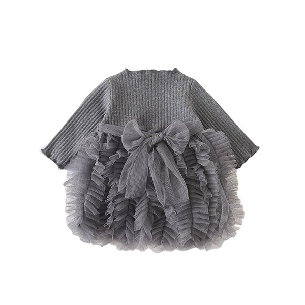 

autumn baby bow tie dress new long sleeve girl cake dress baby girl clothes girls dresses for party and wedding 210331, Red;yellow