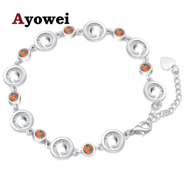 

charm bracelets ayowei alibaba-express white created fire opal 925 silver stamped women snap jewelry party handmade obs086a, Golden;silver