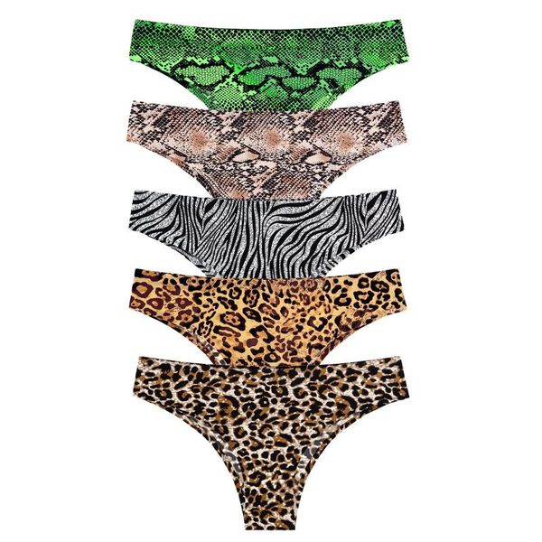 

women's panties lingerie leopard print seamless women intimates underwear briefs transparent thongs #541, Black;pink