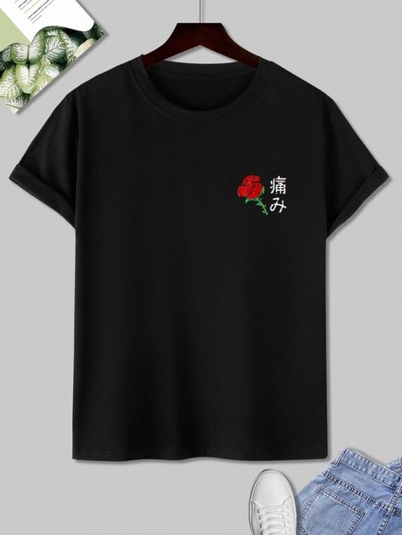 

men letter & rose tee m33x#, White;black