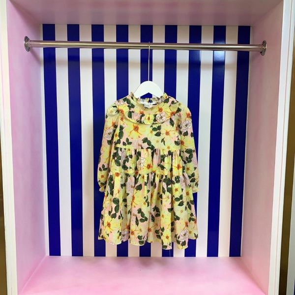 

girl's dresses designer children's clothing girls dress spring autumn elegant floral bohemian ball evening little girl kids clothe, Red;yellow